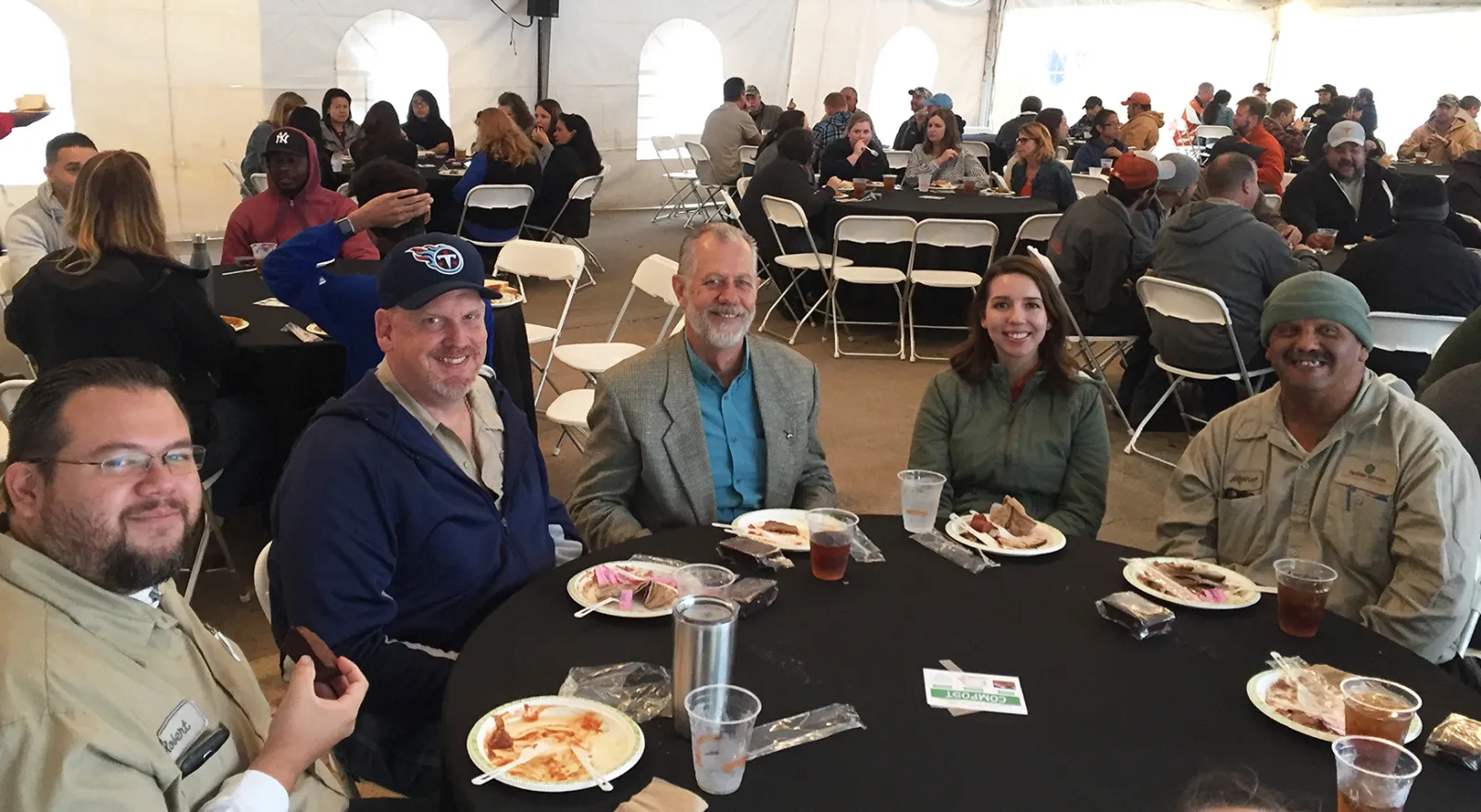 Staff enjoying a zero waste meal at UT Austin