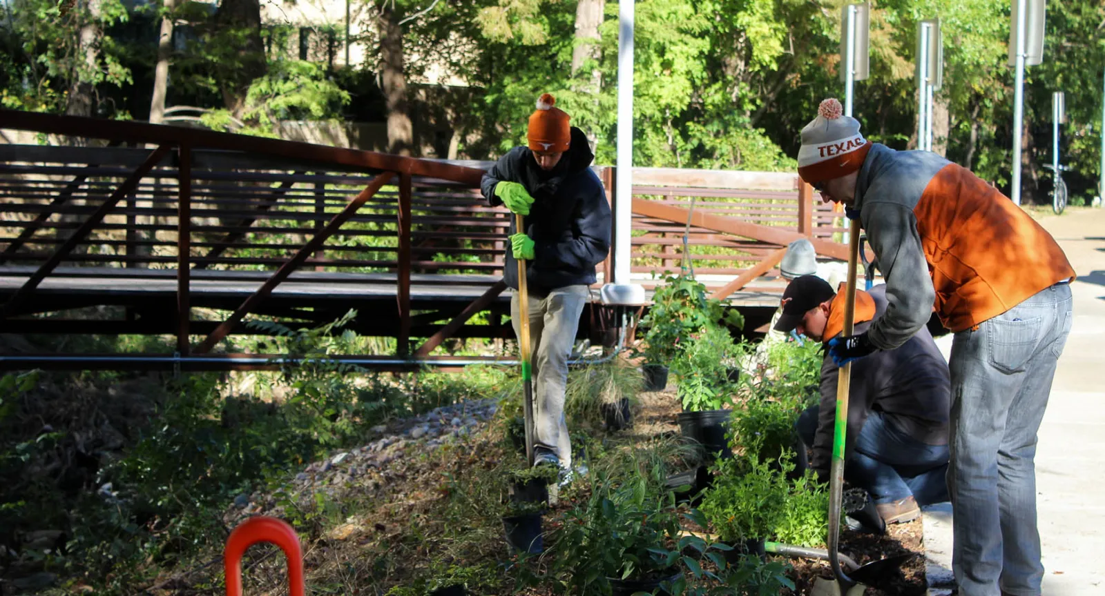 Arbor Day planting near EER bridge